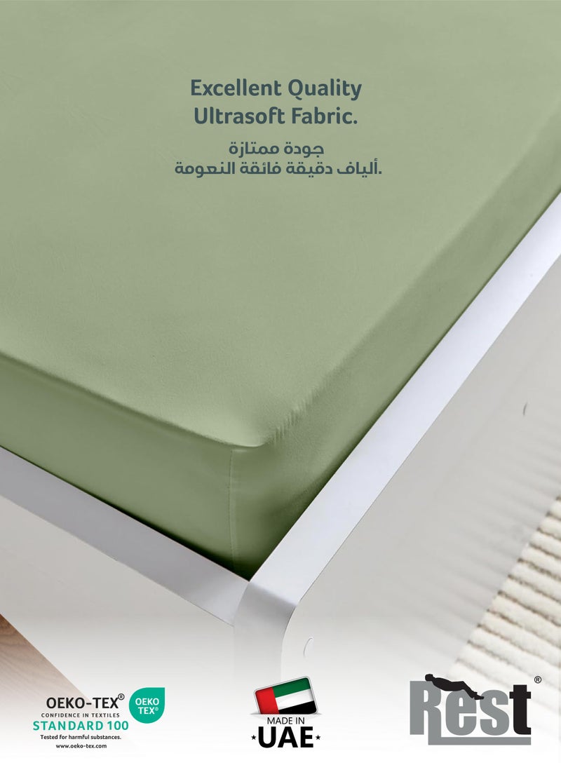 REST Fitted Bedsheet 200x200+30cm Breathable Plush Mint Green Fabric with Deep Pockets Machine Washable for Optimal Protection - Image 2